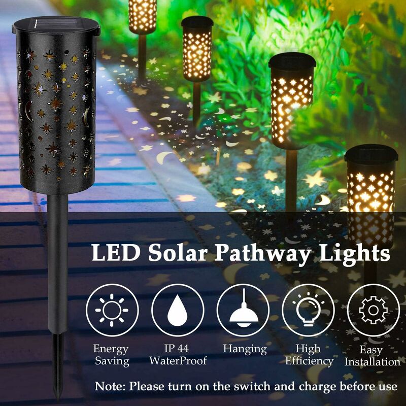 Lot De 6 Lampes Solaires De Jardin étanches 720 LED - Feux D'artifice, Blanc Chaud, Pour Allée & Clôture