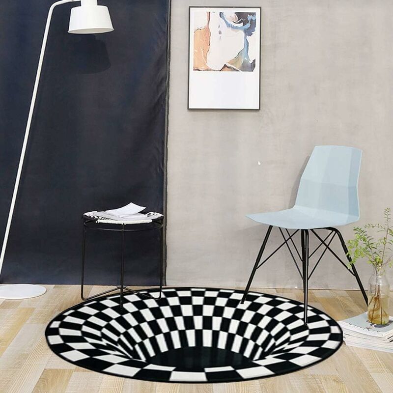Tapis De Noël Rond 3D Antidérapant - Illusion D'optique Père Noël Ou Nain, 40 Ou 60 Cm, Lavable