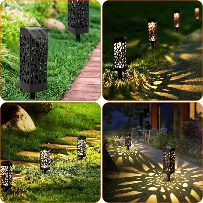 Lot De 4 Lampes Solaires De Jardin IP65 - 9 Couleurs 11 Modes - Éclairage Clôture Mur Allée - Sununiny