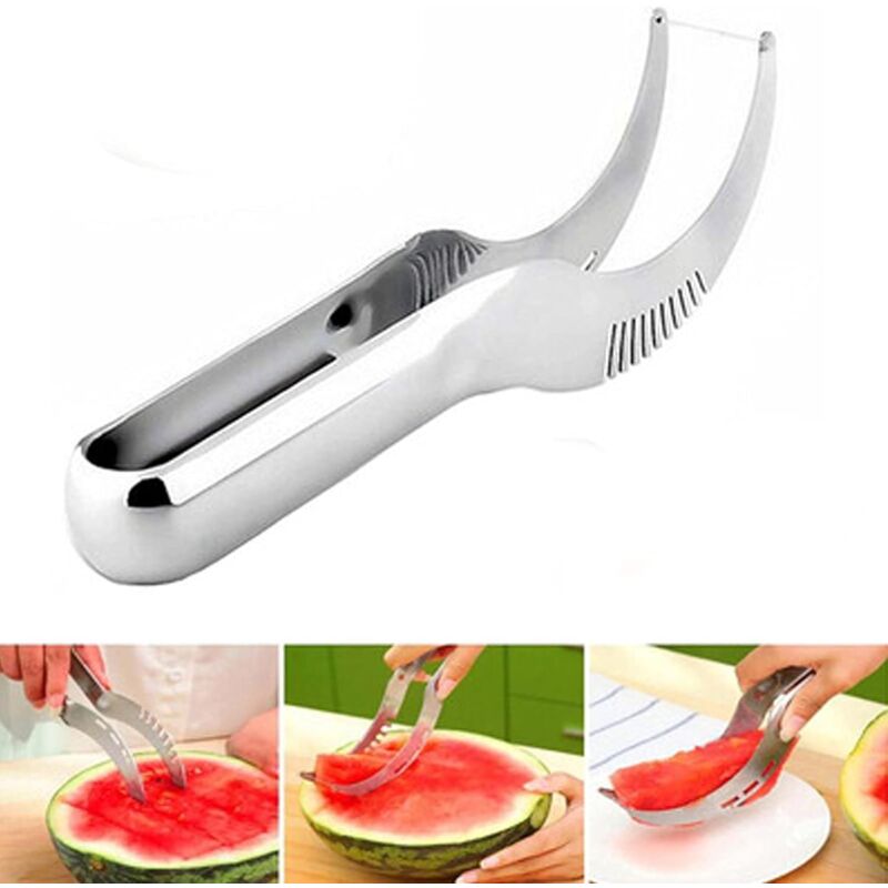 Coupe-Pastèque 3 En 1 Mohito En Acier Inoxydable - Coupeur, Creuseur Et Fourche - Pour Pastèque, Melon, Fruits
