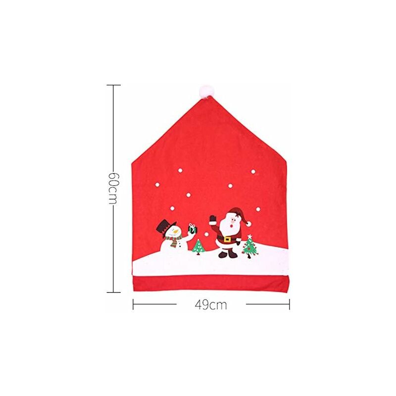 Lot De 6 Housses De Chaise Père Noël Pour Décoration De Noël - Taille 49x60 Cm, En Tissu Non Tissé