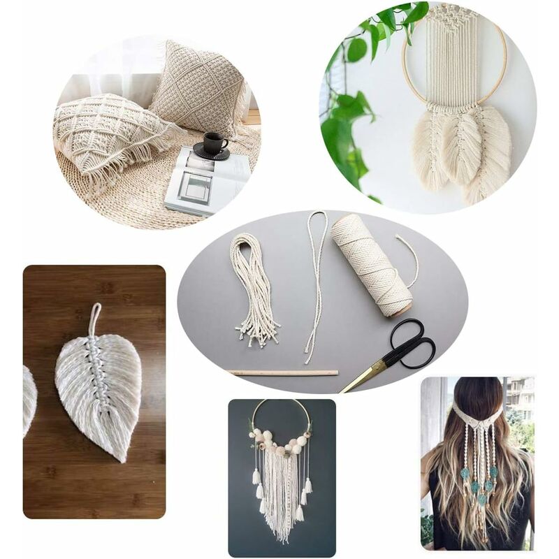 Corde Macramé 5Mm X 20M, Fil Macramé Corde Coton Naturel, Cordon