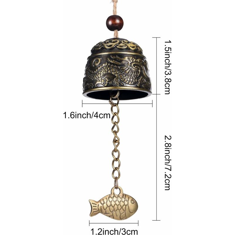 Lot De 3 Cloches Décoratives Chinoises Dragon Phénix – Feng Shui, Alliage Zinc – Pour Jardin, Terrasse