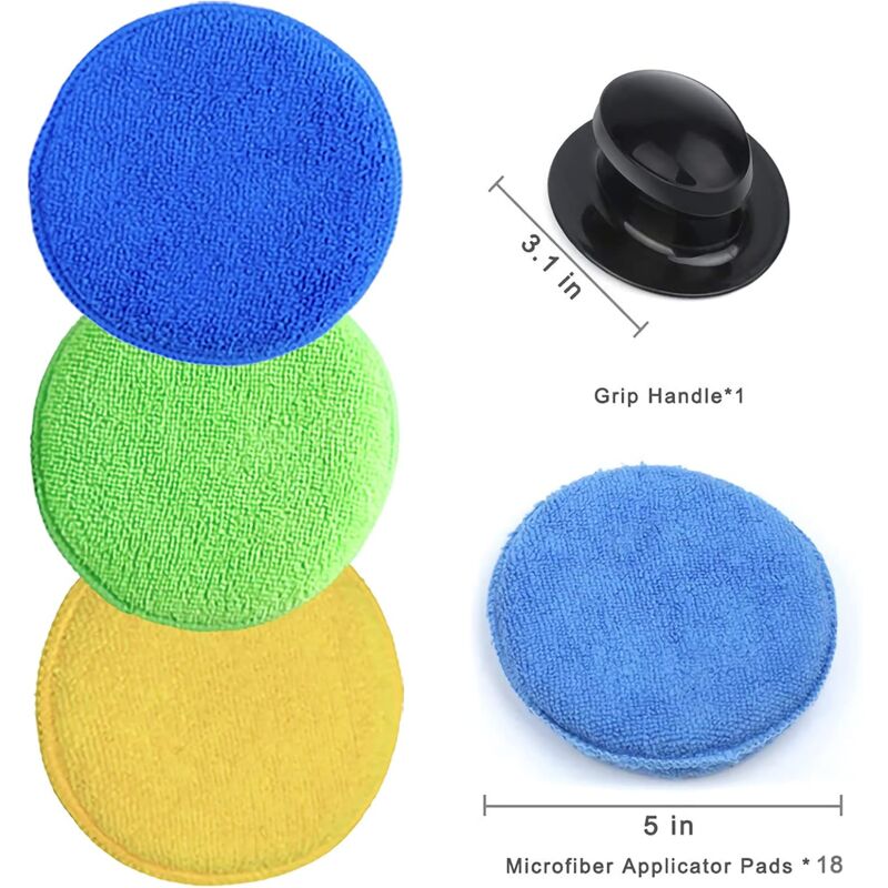 Lot De 5 Éponges Polissage Voiture Avec Poignée - Microfibre, Sans Rayure, Pour Carrosserie, Vitres, Cuir - 11