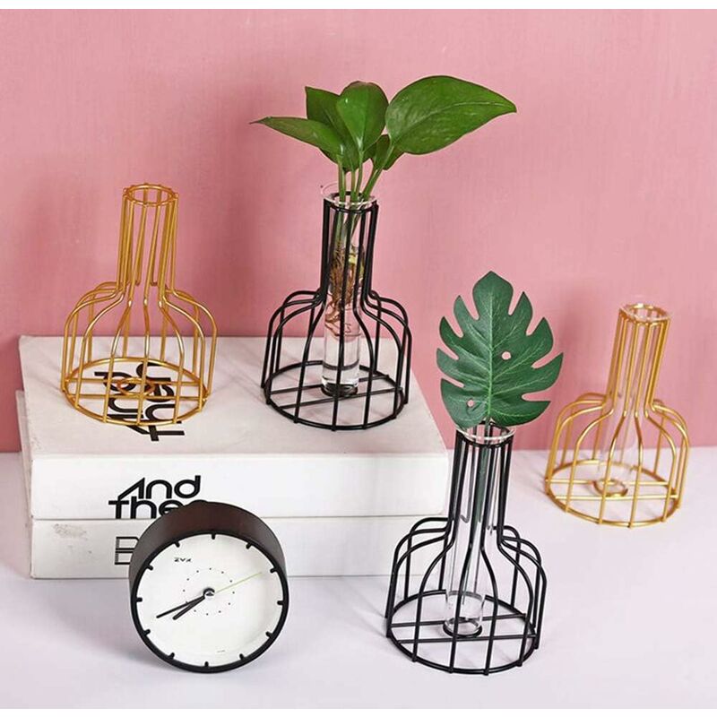 KWQBHW Vase Tube à Essai Avec Support En Bois, 1 Pot De Fleurs En Verre Transparent, Vase En Verre Pour Plantes De Bureau, Décoration D'intérieur