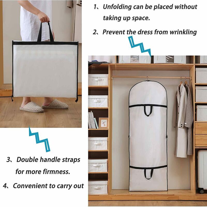 Housse Vêtement 60x180cm Pliable - Anti-Poussière Transparente - Pour Robes Longues