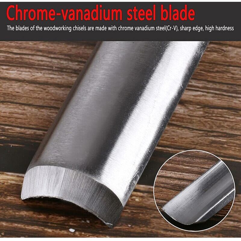 Ciseau à Bois Semi-Circulaire – Acier Chrome Vanadium – Manche Ergonomique | Sculpture Menuiserie