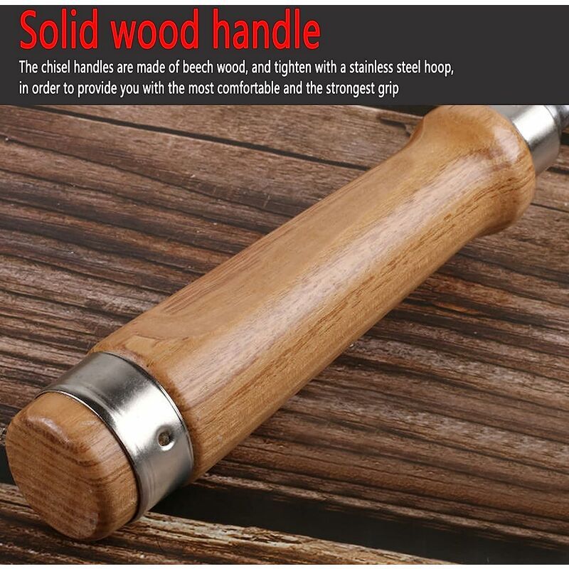 Kit Sculpture Sur Bois 18 En 1 - 12 Couteaux + Pierre à Aiguiser + Accessoires - Pour Débutants, Menuisiers, DIY - Acier SK5, Manche Confortable