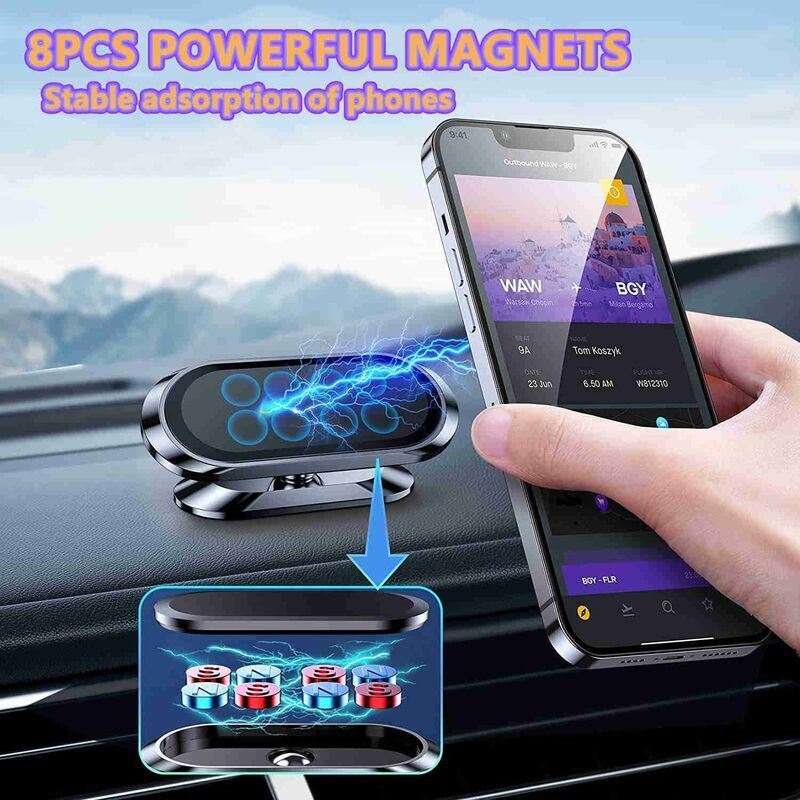 Support Magnétique Pour Téléphone Voiture - Rotation 360° - Fixation à L'aération Ou Bureau