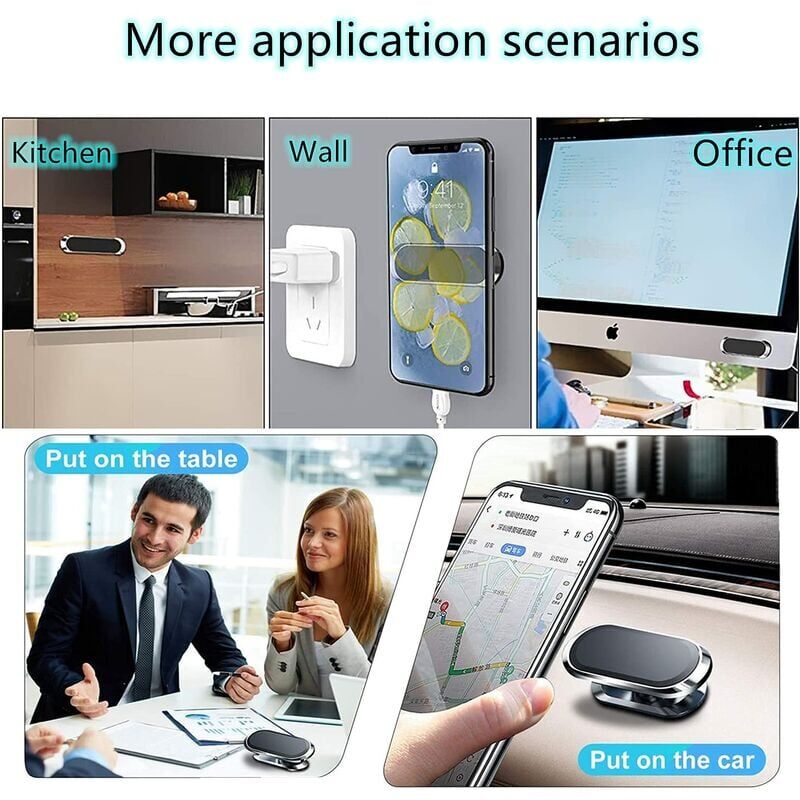 2 Supports Magnétiques Pour Téléphone Voiture - Rotation 360°, Fixation Sur Tableau De Bord - Aimant Puissant, Facile à Installer - 10