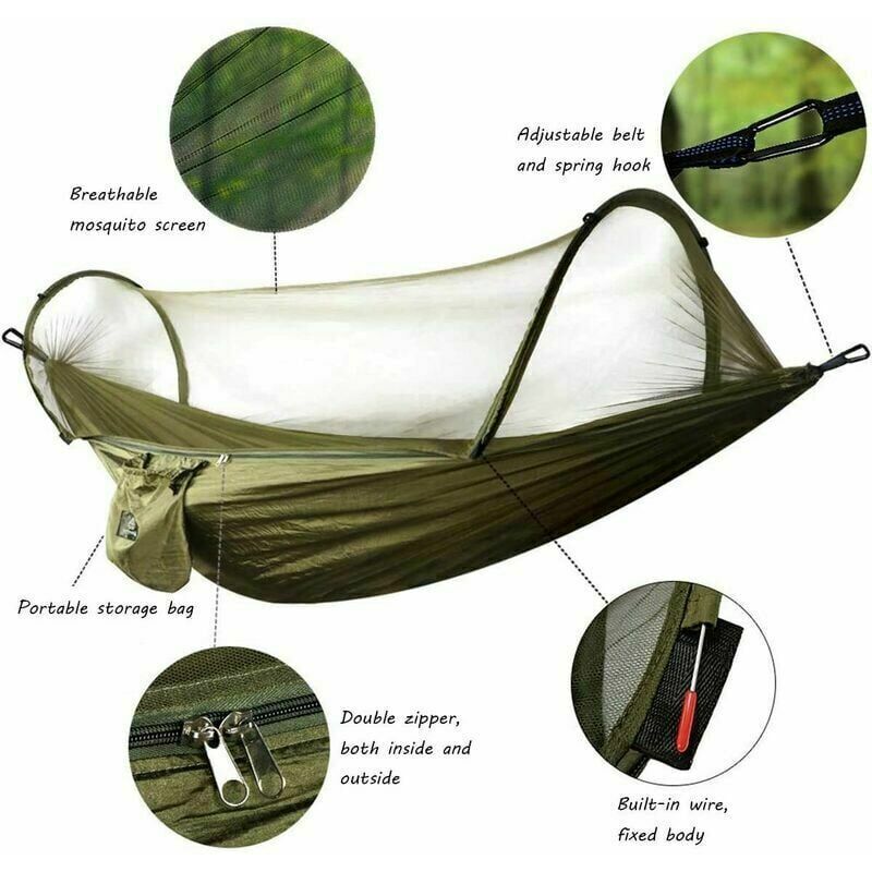 Hamac Double Onewind Avec Moustiquaire - 335cm - Nylon Ripstop - Support 250kg - Ultraléger