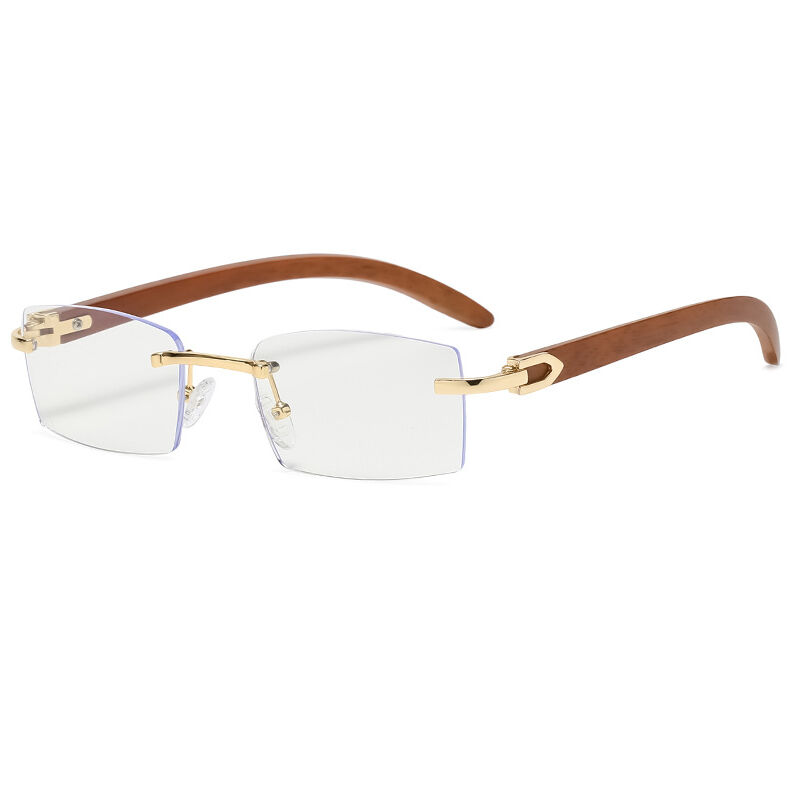 Lunettes De Soleil Vintage Sans Monture En Bois Avec éclats Dorés - Modèle Générique, Neuf Avec étiquettes