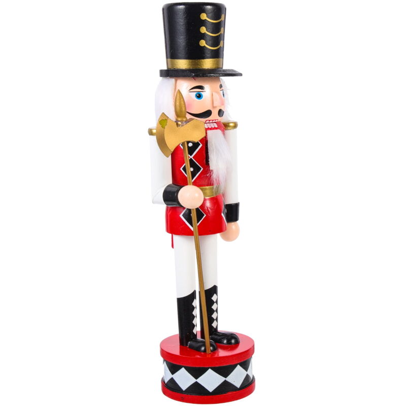 Figurine Casse-Noisette En Bois De Noël - 30.5 Cm De Haut, Style Bleu Et Blanc - Décoration De Table, Cheminée, étagère