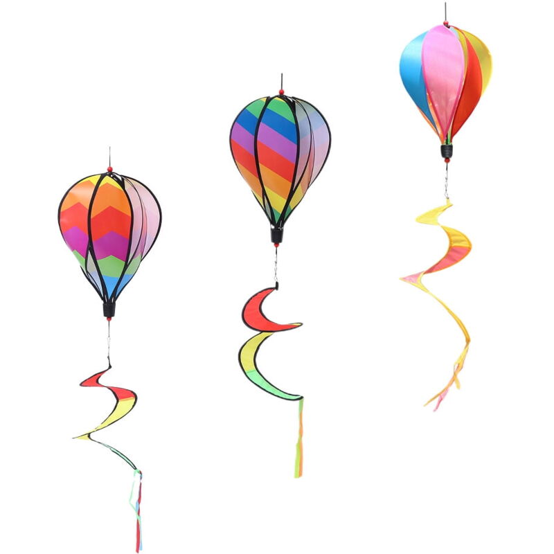 Décorations De Jardin éoliennes Montgolfières - Lot De 3, Couleurs Vives, 120 Cm, Pour Extérieur/intérieur - 2
