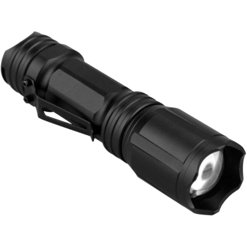 Lampe Torche LED Rechargeable – Aluminium Noir – Poche – Pour Sport, Pêche, Vélo, Camping