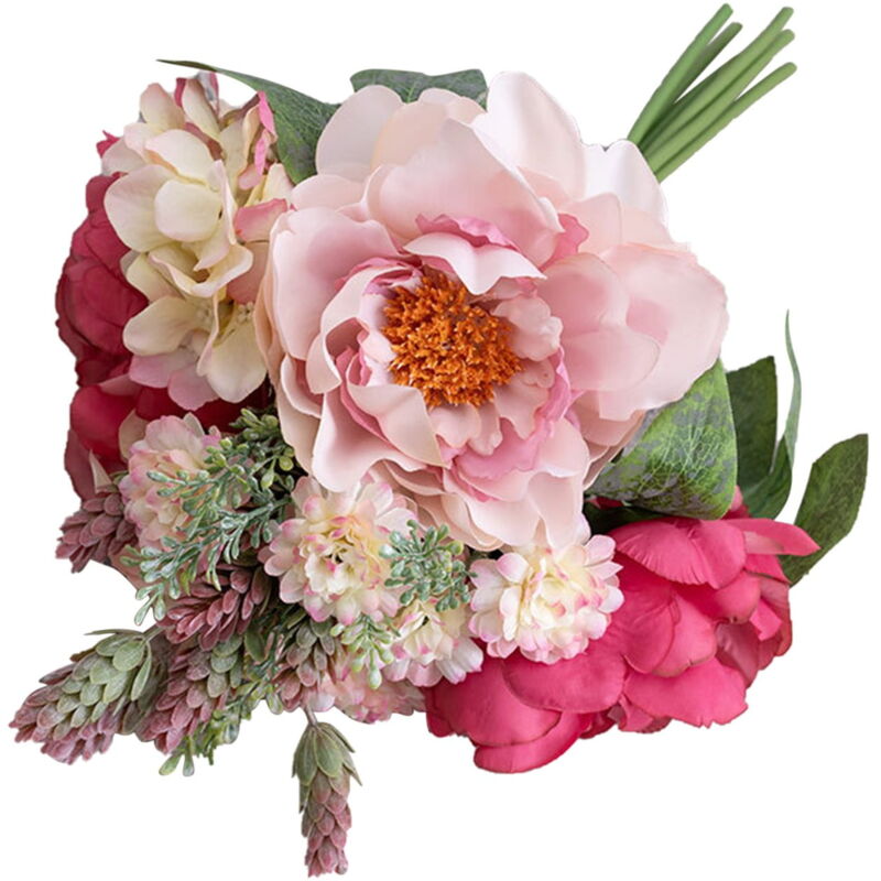 Bouquet de 4 pivoines artificielles Bely - Rose fuchsia - 31x20 cm