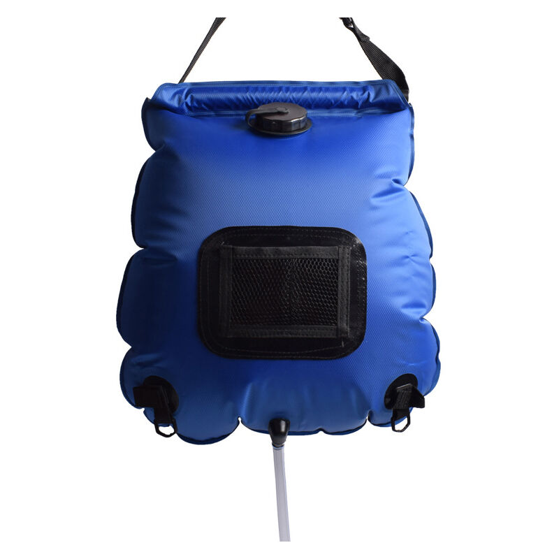 Sac de Bain Extérieur 20L Sac de Douche Solaire Randonnée Camping Sac de Chauffage Portable Sac de Stockage d'Eau Tuyau Pommeau de Douche Interruptable, Vert