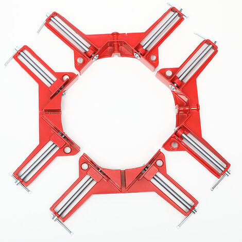 HAIMAYEE 4 Pièces Serre-Joint Angle 90° - Pinces à Angle Droit Réglables Avec Mâchoires Oscillantes Pour Menuiserie, Bois, Métal Et Verre