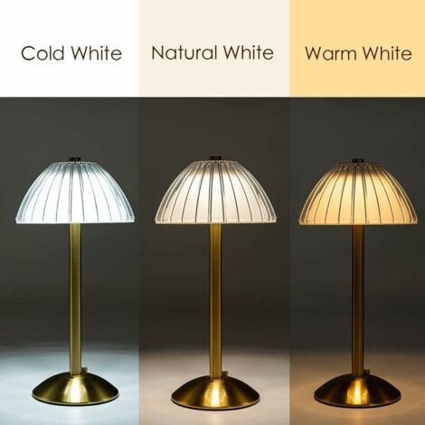Lampe de table sans fil LED, Lampe de table avec batterie, Lampe de table LED à intensité variable - Lampe de chevet pour salon, chambre à coucher, 3 couleurs de lumière