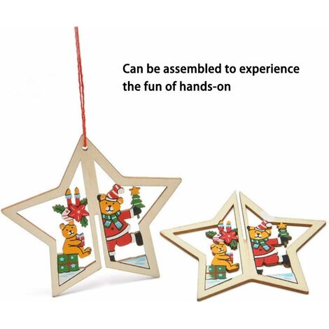 VILLCASE Lot De 45 Pendentifs En Bois Pour Sapin De Noël Miniatures