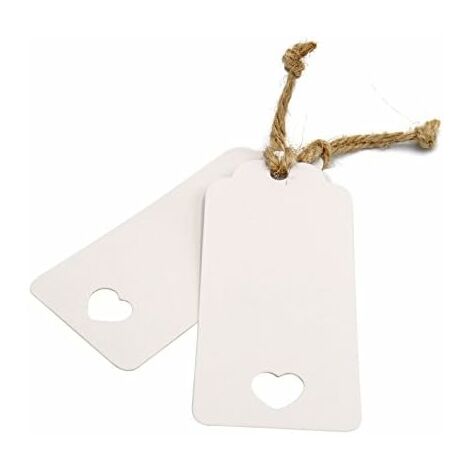 jijAcraft Lot de 100 étiquettes cadeaux, rondes, en papier kraft, 5 cm, avec ficelle de jute pour artisanat, mariage, Noël, emballage cadeau (marron