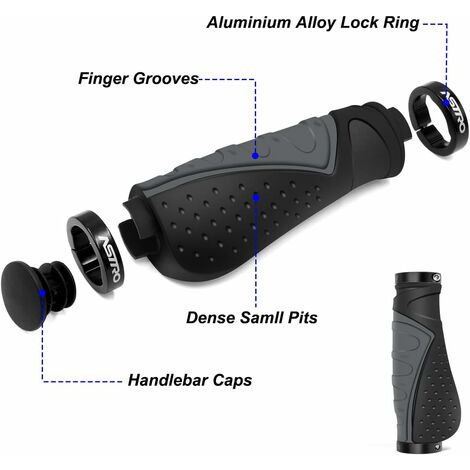 Poignées De Guidon Vélo Ergonomiques Antidérapantes – Caoutchouc TPR & Double Verrouillage Aluminium – Pour VTT & Vélo Électrique