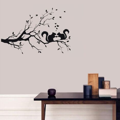 Sticker Fenêtre écureuil Et Tournesol - 31x26 Cm, Déco Murale Enfant, Facile à Poser