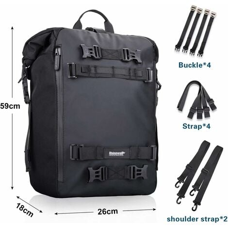 Multifonctionnel sac de moto moto bagages 20L moto sacoches de selle sacs  porte-bagages sac arrière Noir-Fei Yu