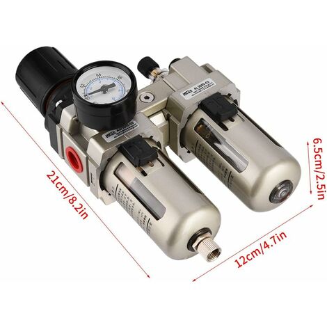 Filtre Régulateur D'Air 1/4" - Séparateur Eau-Huile - Pour Compresseur - Aluminium