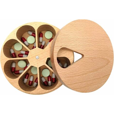 Petite Boîte Ronde En Bois Style Paysage Vintage - Pilulier Décoratif (20 Mm)