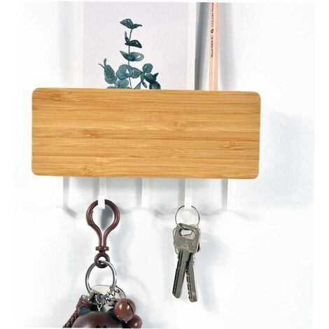FREEDHIN Support Mural Avec 4 Crochets à Clés, Porte-clés Pour Trieur De Courrier Mural En Bois Et étagère Flottante, Décoration D'intérieur Rustique Pour Entrée Ou Vestiaire (marron Foncé, Double