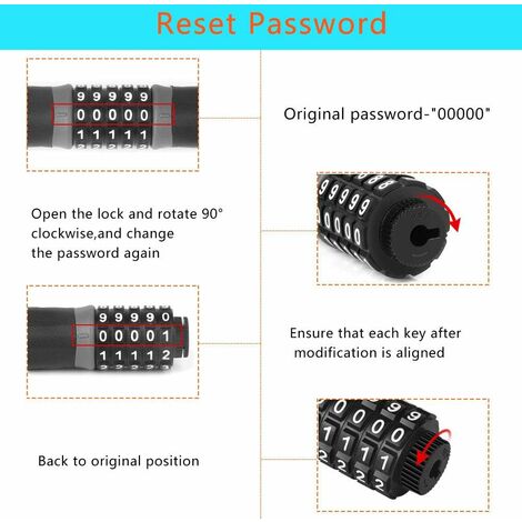 Cadenas à Combinaison Avec Chaîne - Sécurité Moto/vélo, Code 4 Chiffres Réinitialisable, 1 M Ou 1,8 M