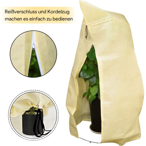 Voile D'Hivernage 80 X 120 Cm – Housse Protection Plantes Avec Fermeture Éclair – Respirante Et Résistante