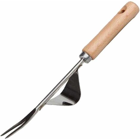 Désherbeur Manuel En Acier Inoxydable Avec Poignée Bois - Extracteur De Mauvaises Herbes En Forme De Y, Longueur 31 Cm - 6