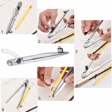 Compas à Pointes Sèches 6.1" Précision - Diviseur D'Aile Réglable Avec Porte-Crayon Pour Cuir, Bricolage & Menuiserie