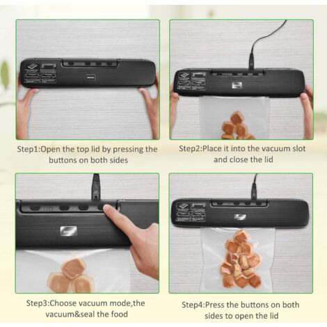 Machine Sous Vide,Machine Sous Vide Alimentaire,Appareils de Mise Sous Vide Pour Aliments, Viandes, Légumes, Fruits la Conservation,Inclus 15 Pcs Sac Sous Vide Alimentaire(Noir)-Fei Yu