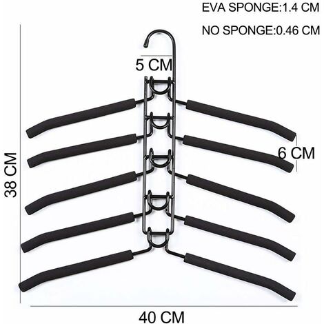 Cintre Pliable Multicouche Antidérapant - Gain De Place Pour Placard & Buanderie - Acier Inoxydable + éponge - 40x40cm - 9