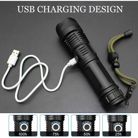 Lampe De Poche USB Haute Puissance - Mini Torche Portable Rechargeable, Pour Camping, Randonnée, Jouet Chat