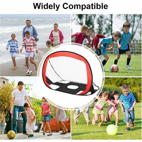 HOMCOM Set de 2 cages de foot pliable but de football pour enfants cadre métal recouvert de