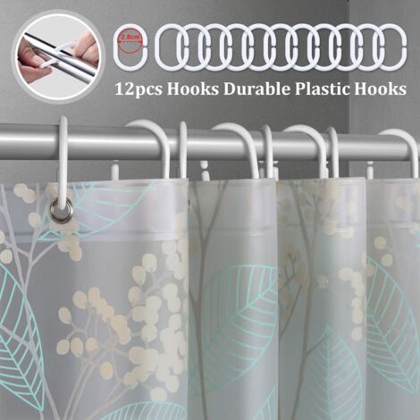 Rideau De Douche Transparent Anti-moisissure 180x200 Cm - PEVA - Motif Galets 3D - Livré Avec 12 Anneaux - 7