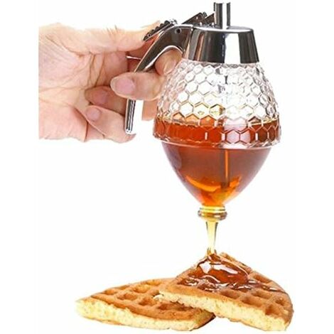 2 Pièces Distributeur De Miel 250ML350ML Pot De Miel Avec Cuillere En Bois Pots à Miel Clair, Distributeur Sirop Pour Conception Anti-goutte Pour Sirop Sucre Sauce Soja Mielle Autres - 8