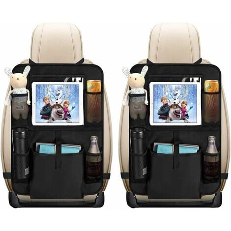 2 pièces Organisateur de siège arrière d'auto pour enfants avec de grandes  poches et ipad Tablet Compartiment imperméable à l'eau Protecteur de siège  d'auto Kick Mat Protection pour voiture