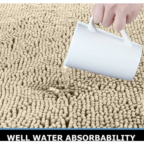 Vounot® Tapis De Bain Antidérapant Doux Et Absorbant En Microfibre Dégradé Élégant Séchage Rapide Lavable En Machine Pour Salle De Bain Douche Baignoire 50x80cm Beige