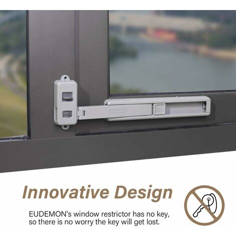 EUDEMON Bloque-Fenêtre Anti-Chute Bébé – Sécurité Sans Clé, Installation Adhésive 3M VHB, Ouverture Limitée à 7 Cm, Facile à Retirer (Blanc)