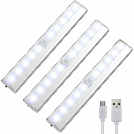 Éclairage de placard et tiroir avec détecteur magnétique , Reachargeable  USB , 50 lumens , Blanc Neutre -XANLITE