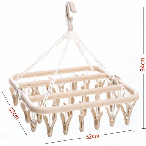 Étendoir à Chaussettes 2 Pièces WUSJCOF - 27 Pinces Plastique Pour Sous-Vêtements Et Cravates