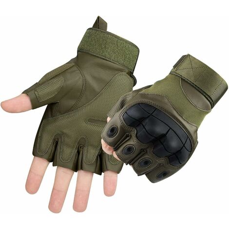 Gants de protection articulaire, demi-doigts en caoutchouc rigide pour  exercices en plein air, escalade, course