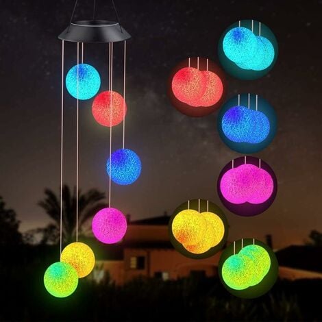 Carillon éolien solaire couleurs changeantes étanche Six étoiles lampe  suspendue LED à énergie solaire pour la décoration de fête de jardin en  plein air 