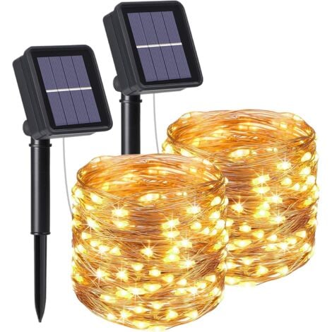 Guirlande Lumineuse Exterieur Solaire,SEMAket 12M 100 LED Étanche Lumineuse  Solaire 8 Mode Etanche Lumière Lampe