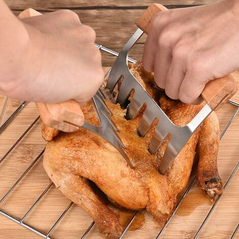 Viande Griffes Griffes Dours En Acier Inoxydable Griffes De Viande Pulled Pork Meat Claws Viande Griffes Pour Barbecue Avec Manche En Bois Faciles A Nettoyer 2 Pieces Fei Yu 78773123